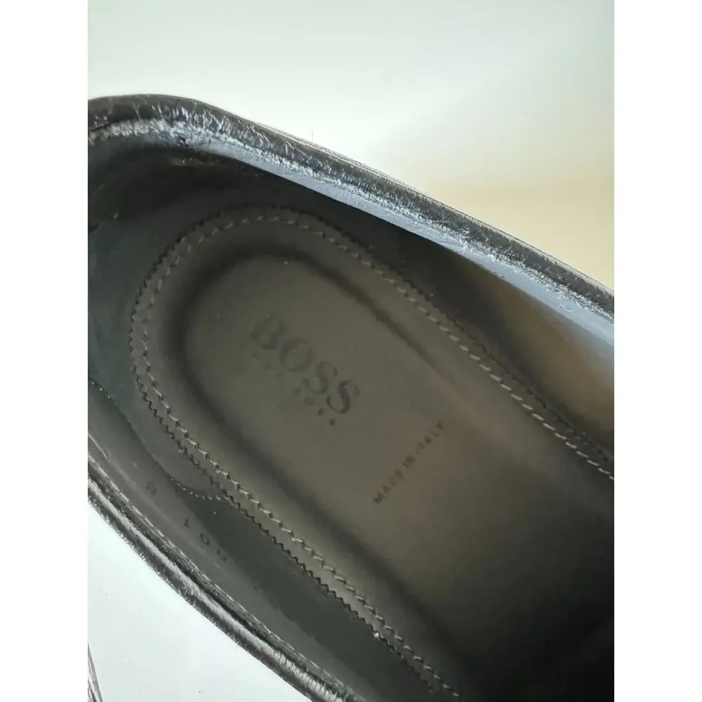 Boss Hugo Boss Men's Black Loafer Leather Shoes 9 US (8 IT) Made in Italy